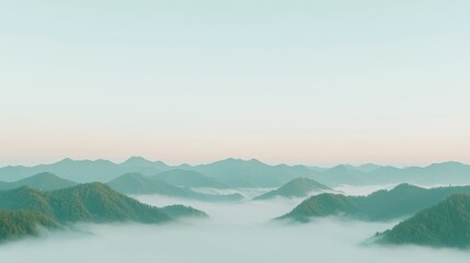 Wall Mural - Misty Mountain Landscape with Rolling Hills and Fog