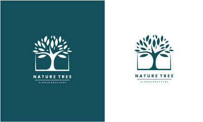 Sticker - Tree logo template. natural green icon symbol vector illustration EPS10 file useable.