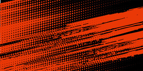 Wall Mural - Abstract speed lines style orange color halftone banner design template. Vector illustration. modern halftone grunge vector halftone