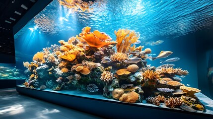 Wall Mural - Underwater Coral Reef Scene.