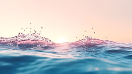 Wall Mural - Dynamic water scene with a smooth wave crest and bubbles drifting upward, set against a light, calming gradient background