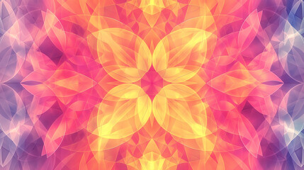 Wall Mural - A vibrant kaleidoscope pattern with pink and orange hues.