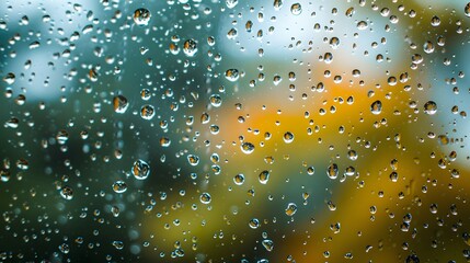 Wall Mural - Minimalist macro shot of rain droplets on a glass window for an abstract background  AI generated illustration