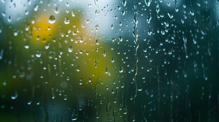 Wall Mural - Minimalist macro shot of rain droplets on a glass window for an abstract background  AI generated illustration