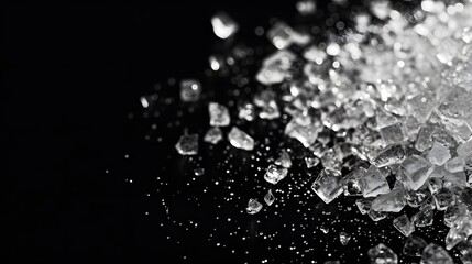 Wall Mural - Minimalist shot of sugar crystals against a black background for contrast  AI generated illustration