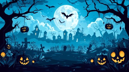 Canvas Print - Background of a spooky night for Halloween. Stock photo