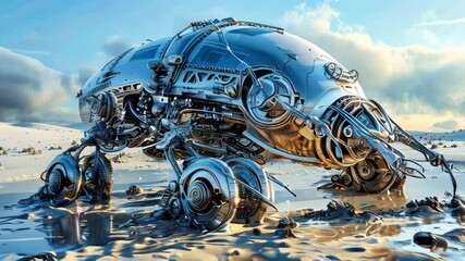 Wall Mural - Strange alien vehicle on an alien planet