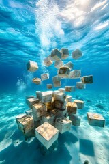 Wall Mural - Underwater Cubes.