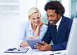 © Beak Joint/peopleimages.com - Happy team, business people or engineer on tablet for discussion, planning or meeting. Diversity, tech and cooperation with creative architect for brainstorming ideas, construction and office design