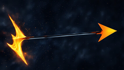 Wall Mural - Burning fire arrow 3d on black background. Generative AI