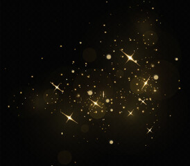 Wall Mural - dust sparks and stars shine with a special light. christmas light effect. glittering particles of ma
