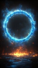 Wall Mural - A blue fire ring floats above a fiery ground.