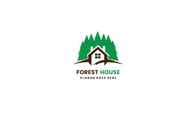 Wall Mural - Forest House logo designs template, Green House logo template, flat style concept, premium vector EPS10 file.