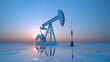 © ryker - Oil pump jack at sunset, reflecting on water, symbolizing energy production