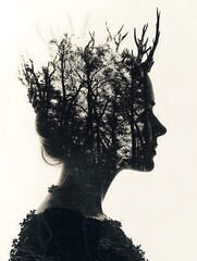 Wall Mural - arafed image of a woman with a tree in her hair