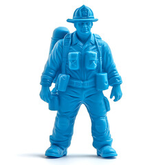 3d plastic toy figure of firefighter in uniform