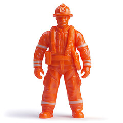 3d plastic toy figure of firefighter in uniform