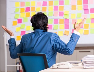 Wall Mural - Young handsome employee with many conflicting priorities