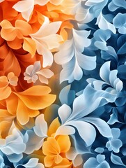 Poster - Abstract Floral Pattern in Blue and Orange Tones.