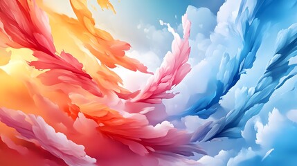 Sticker - Abstract Colorful Sky with Swirling Clouds.