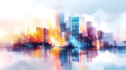 Canvas Print - Abstract Cityscape with Reflection.