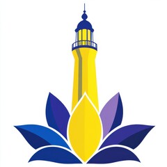 Poster - Colorful Lighthouse Surrounded by Lotus Petals