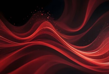 Poster - Flowing red, blue and black abstract background with soft, wavy shapes and subtle sparkles