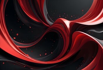 Poster - Flowing red, blue and black abstract background with soft, wavy shapes and subtle sparkles