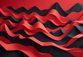 Wall Mural - Flowing red, blue and black abstract background with soft, wavy shapes and subtle sparkles