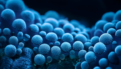 close-up view of vibrant blue spherical coral formations thriving in a deep-sea environment during n