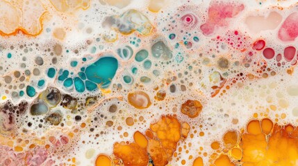 Wall Mural - dynamic bubbles create a lively interplay of colors in an abstract liquid art composition, featuring