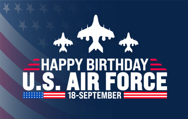 Wall Mural - US Air Force birthday background or banner design template. Holiday concept. Template for background, banner, card, poster, placard, design template with unique shapes with standard color.