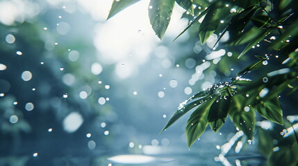 Aufkleber - Rain Drops on Leaves.