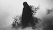© AiDesign - Unknown mysterious silhouette of person  disintegrating into smoke , Emptiness depression , anxiety emotional mental health problem concept