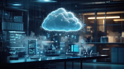 Wall Mural - The Futuristic Cloud Workspace