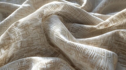 Poster - A close-up shot of a bed with a white and brown blanket, ideal for bedroom or interior design images