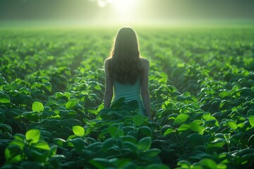 AI Generative Farm harvest green soybean field Outdoor nature plant vegetable organic eco product Graphic Art