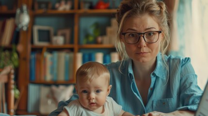 Poster - The mother and baby portrait