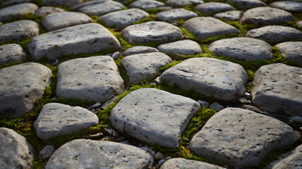 Canvas Print - an aged cobblestone path