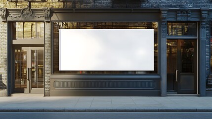 Sticker - Facade of a  Store with Blank Billboard