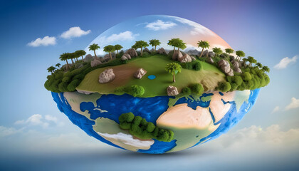 green landscape trees Earth globe 3