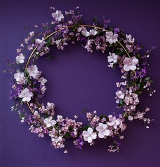 Wall Mural - purple and white flowers are arranged in a circle on a purple background