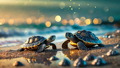 Canvas Print - turtle on the beach