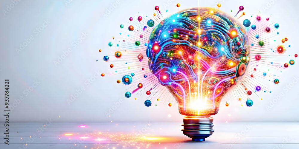 Flat AI Enhanced Education Concept: Dynamic Shapes and Glowing Elements ...