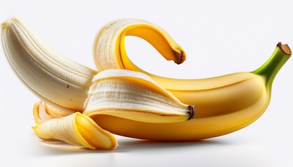 Poster - Peeled banana with a bite taken out.