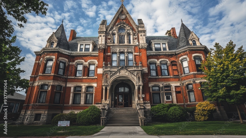 Historic Victorian Mansion with Grand Entrance and Lush Landscaping - A ...