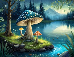 Poster - mushrooms in the forest