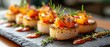 © INsprThDesign - A beautifully arranged plate of seafood scallops garnished with herbs and sauce, ideal for gourmet dining or culinary presentations.