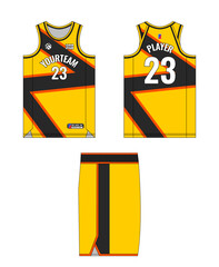 Poster - Basketball jersey template design. Basketball uniform mockup design. Tank top sport sublimation apparel design.