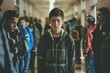 © Napat.T - A boy stands in a hallway with other students